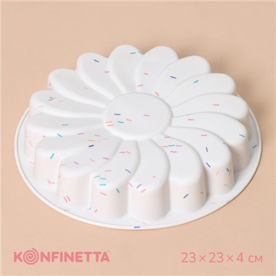 Форма для выпечки KONFINETTA «Ромашка», силикон, d=20 см (внутр. диаметр 18.5 см), белая