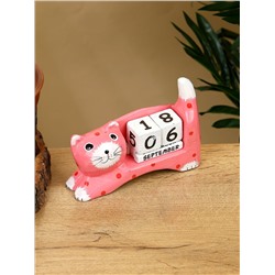 Календарь настольный «Кошка», 13×4×10 см, дерево, розовый