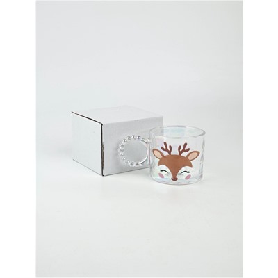 Кружка новогодняя стеклянная «Олененок», 300 мл, голография