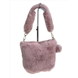 Женская сумка из искусственного меха, цвет пудра