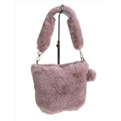 Женская сумка из искусственного меха, цвет пудра