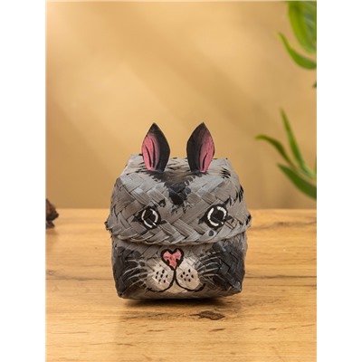 Корзинка «Кот», 8×8×13 см, бамбук, серая