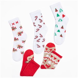 Носки женские новогодние KAFTAN Happy holidays размер 36-40 (23-25 см), набор 5 пар