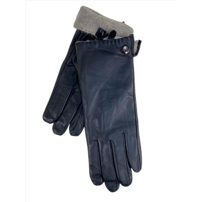 Женские  демисезонные перчатки из натуральной кожи, цвет черный
