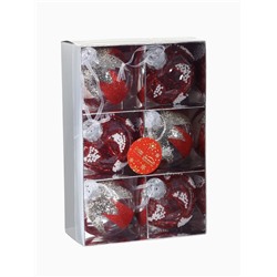 Ёлочные шары новогодние «Мелвин», набор 6 шт., d=8 см, прозрачный/красно-белый