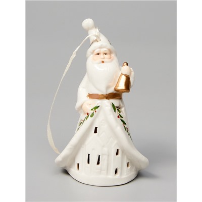 Светодиодная подвеска «Дед Мороз в белом», 10.8×6.4×5 см, 1 LED, от батареек LR44×3, свечение тёплое белое