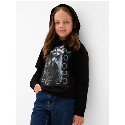 Толстовка детская MINAKU: Exclusive print, чёрная, рост 128 см