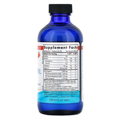 Nordic Naturals, Масло печени арктической трески со вкусом клубники, 237 мл (8 жидких унций)