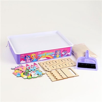 Планшет «Рисование песком», 27×39 см, песок 1 кг, 10 фигурок, набор для творчества