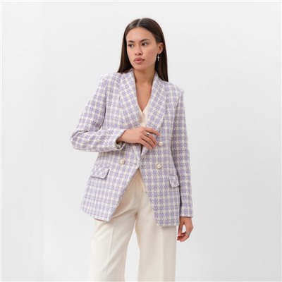 Пиджак женский твидовый двубортный MIST, размер 48, лиловый