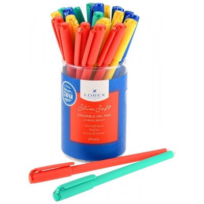 Ручка гелевая "Пиши-стирай" синяя 0.5 мм "Slim Soft. LOREX LX-BASE.BRIGHT" LXEPSS-LB2 LOREX