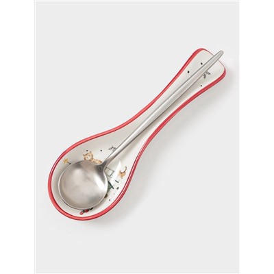 Подставка под ложку новогодняя Доляна «Волшебный праздник», 22.3×7.1×2.5 см, доломит, белая