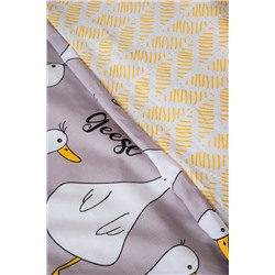 Детское постельное белье  с простыней на резинке  90*200 Гуси серые
