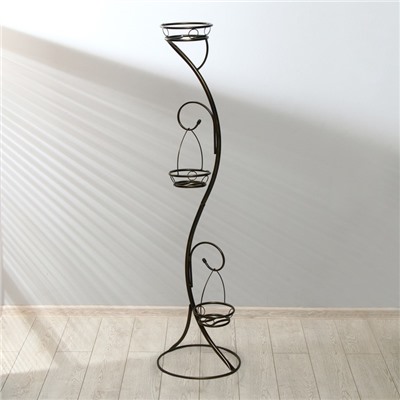 Подставка для цветов, напольная, разборная, на 3 горшка, d=18 см, бронзовая