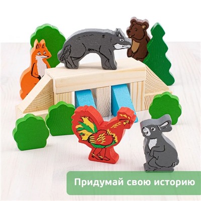 Конструктор деревянный «Сказки. Зайкина избушка», 24 детали