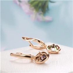 Серьги висячие с камнями, покрытие позолота 585 пробы,H0478, арт.212.026