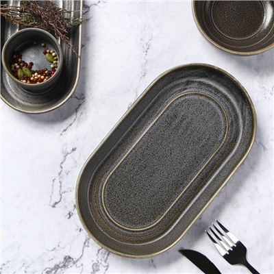 Блюдо Magistro Urban, 450 мл, 24×13.7×2.7 см, овальное, фарфор, серое