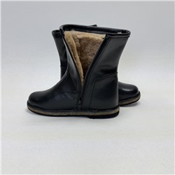 Черные мужские полусапоги кожаные с замком на войлочной подошве