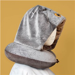 Кот Басик подушка на шею с капюшоном