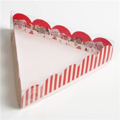 Коробка для кондитерских изделий новогодняя с пластиковой крышкой Friends, 18×18×4 см