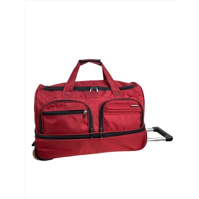 Сумка дорожная на колесах c выдвижной ручкой, цвет красный