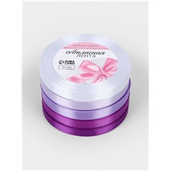 Атласная лента, набор 5 шт., 10 мм, 23±1 м, фиолетовая, сиреневая