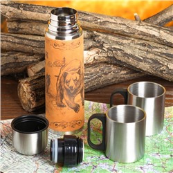 Подарочный набор «Медведь и собаки»: термос 500 мл, кружка 2 шт. × 170 мл