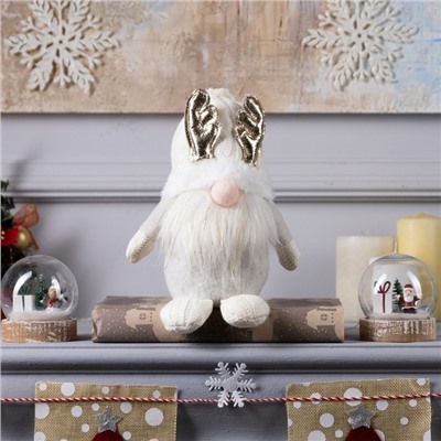 Светодиодная фигура «Гном белый» 20×24×10 см, текстиль, батарейки AG10×3 (в комплекте), свечение тёплое белое