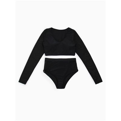Купальник женский раздельный с длинными рукавами MINAKU цвет чёрный, размер 48