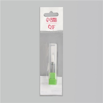 Фреза керамическая для маникюра «Конус скруглённый», крупная нарезка, 6×14 мм, в пластиковом футляре, белая