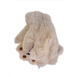 Молодёжные меховые зимние перчатки лапки , цвет  бежевый