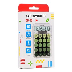 Калькулятор настольный DD-1, 125x150x18 мм, 10 разрядный, прозрачный корпус, оливковый деграде, в картонной коробке
