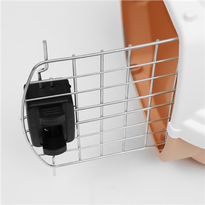 Переноска для животных, 47×32.5×30 см, вес до 9 кг, с металлической дверью, пластик, персиковая