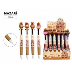 Ручка шариковая автоматическая  4-х цветная "КАПИБАРА" 0.7 мм SM-4 Mazari