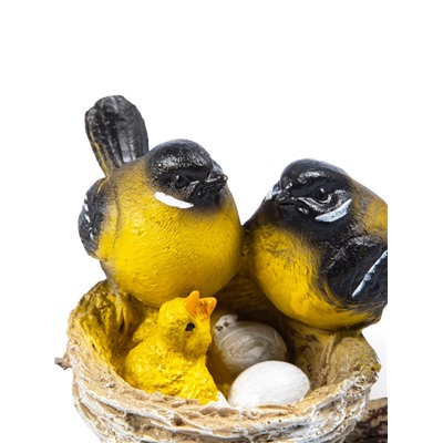 Подвесной декор из полистоуна «Гнездо с синицами» 15×13×10 см