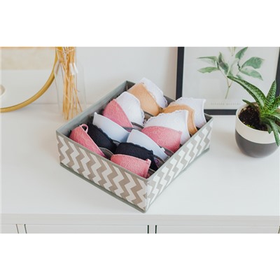 Органайзер для хранения белья «Зигзаг», 7 ячеек, 32×32×12 см, серый