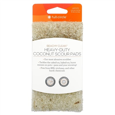 Full Circle, Beachy Clean, Heavy-Duty Coconut Scour Pads, 3 Pack