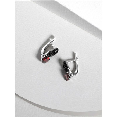 Кольцо из серебра с натуральным гранатом и натуральной шпинелью родированное 925 пробы 1-534рч40416