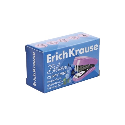 Степлер №24/6, 26/6 ErichKrause Clippy Mini Pastel Bloom, мини, до 15 листов, МИКС