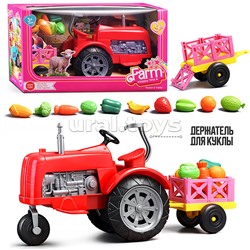 Трактор "Ферма" с фруктами и овощами, в коробке