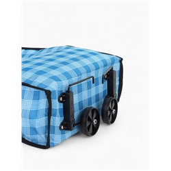 Сумка хозяйственная складная на липучке, 2 колеса, наружный карман, 32×13×52 см, голубая