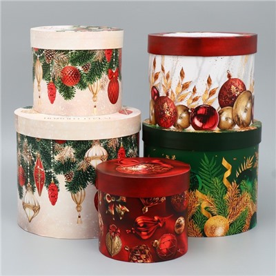 Набор подарочных коробок 5 в 1 «Классический Новый год», 13×14‒19.5×22 см