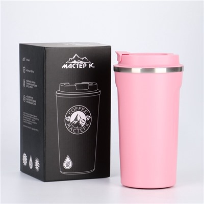 Термокружка Мастер К Original, 500 мл, Original, с надписью Coffee, сохраняет тепло 10 ч, нержавеющая сталь, розовая