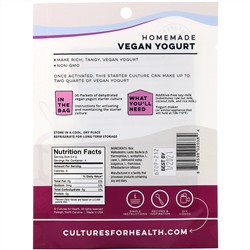 Cultures for Health, Vegan Yogurt, 4 Packets, .06 oz (1.6 g)
