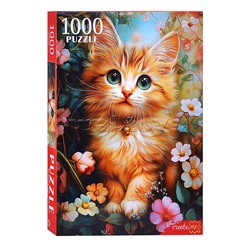 Пазлы 1000 "Котенок в цветах"