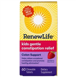 Renew Life, Kids Gentle Constipation Relief, Strawberry Blast Flavor, 60 Chewable Tablets