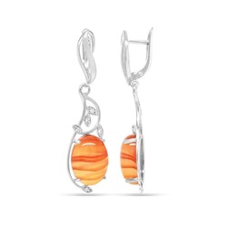 Серьги из серебра сердолик, СПН4043