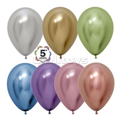 Шар (5''/13 см) Reflex, Зеркальный блеск, Ассорти, хром, 50 шт.