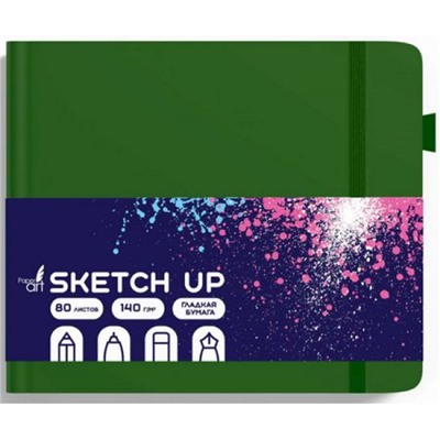 Скетчпад 140х140 мм 80л твердая обложка кожзам, на резинке "SKETCH UP. Лесной" СК5805252 Эксмо