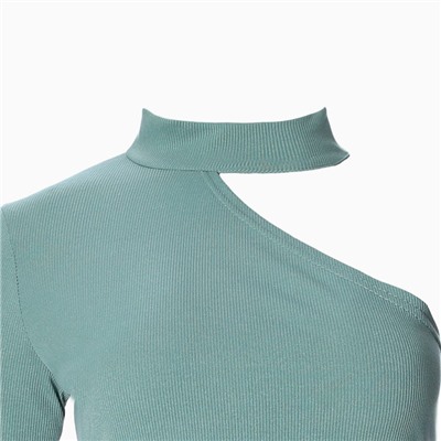 Лонгслив на одно плечо женский, оливковый, размер 42